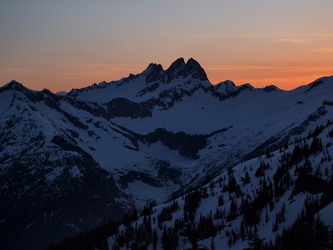 Last light behind McMillan Spire