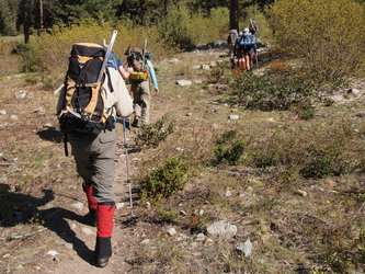 Our Seattle Mountaineers party of nine, heading up the Chatter Creek trail.