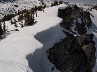 Cornices between Frigid's north and south summits.