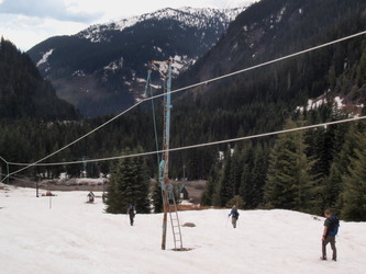 At the Sahale Ski Club (http://www.sahalie.org), where Ken and Monique parked.  This is private property and they should not have parked there and we should not have skied through the club's land.