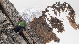 Hans sitting right below Silver Star's summit, the west summit in the background