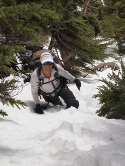 Steep slopes below the summit of Canoe Peak