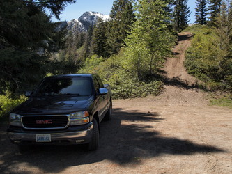 An hour later I arrived at the normal trail head, Wedge Mtn peeking through in the upper left