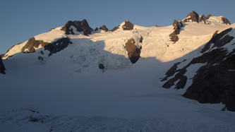 The east, middle, and west peaks of Mount Olympus