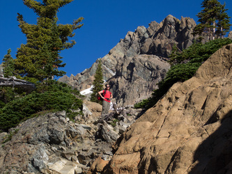 Lindsay with the south ridge of Ingalls Peak directly above her