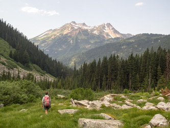 Looking down the Miners Creek valley to Plummer Mountain