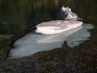 A mini iceberg floating in Blue Lake