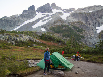 Our camp in a dry tarn next to Chikamin Lake.  Franklin and Pam arrived later that night by headlamp.