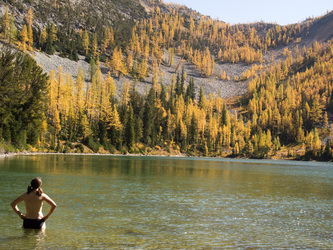 A quick, cold swim in Fred Lake.  It's not summer anymore!