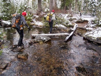 Crossing the Myrtle Lake outlet.