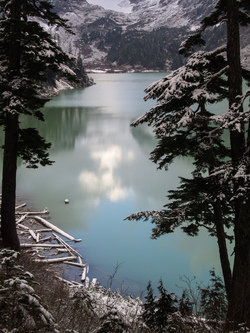 Sucker hole reflection on Blanca Lake.