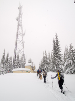 The summit of Sobieski Mountain.  Matt estimated that Sobieski would have 400 feet of prominence if you counted the top of the radio tower as the summit.