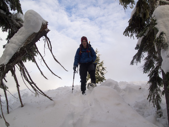 The clouds kept lifting while we were on the summit, making it difficult to leave.