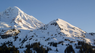 Mount Rainier and Pyramid Peak.