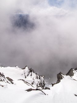 Looking down the south side of Mount Teneriffe's summit.