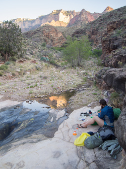 Our lovely slick rock dinner spot by Grapevine Creek.