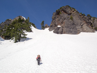 Heading up the the notch on the south side of Devils Peak.