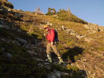 Scrambling in ski boots!