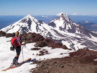 Middle Sister and North Sister from the summit of South Sister