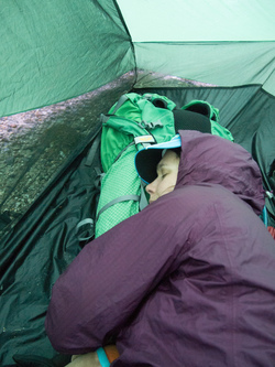 Sleeping out a morning thunder storm.