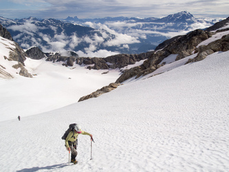 Hiking up the the western Colonial/Neve col.