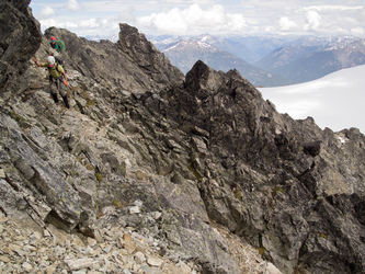 Traversing into gully on Horsemans Pack's east side.