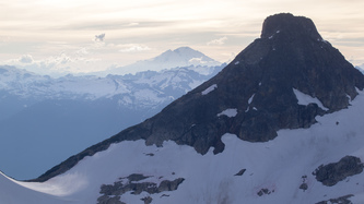 Paul Bunyans Stump and Mount Baker.