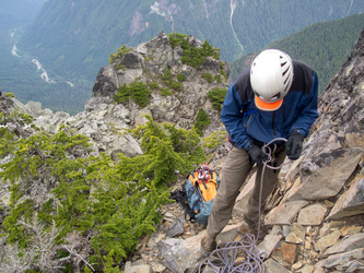 Gearing up for the west ridge climb.