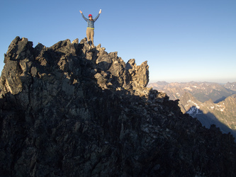 On the summit of Mesahchie Peak at 8 PM -- one hour to sunset.