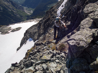 Steep scrambling on Le Conte.