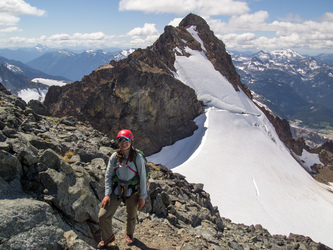 On Old Guard with Sentinel Peak in the background.