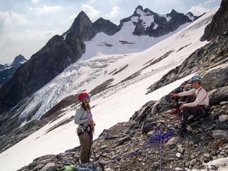 Roping up for the Dana Glacier.