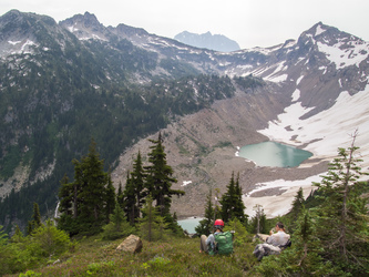 Looking down at the lower two Bannock Lakes.