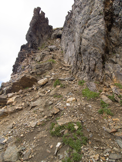 This gully seemed to be the easiest way to the summit of Luahna.