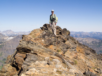 On the summit of Clark Mountain.  I hurried up to the summit while the rest of the party continued traversing towards Boulder Basin.