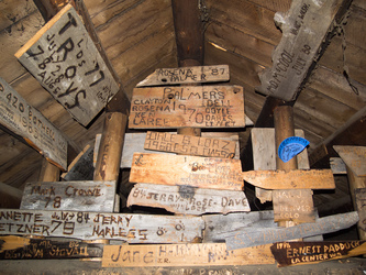 Inside one of the Tungsten Mine cabins.