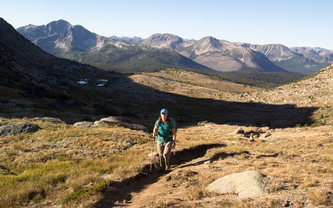 Hiking up Amphitheater's south basin.