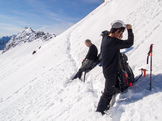 We realized we were out of time after seeing the depth of the snow in Snowgrass's SE bowl.