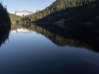 Overcoat Peak and Chimney Rock over Hester Lake.