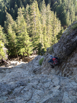 Descending the haystack.