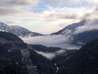 Looking east along Highway 2.  The Gaynor Tunnel is in the lower center.