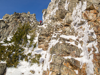 We used a handline to descend from the summit.