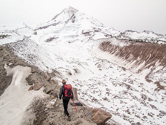 On Cooper Spur looking up the Eliot Glacier.