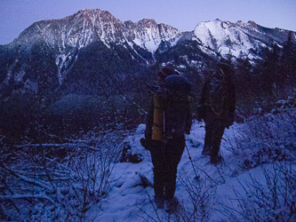 Voodoo Peak and Exfoliation Dome after sunset.