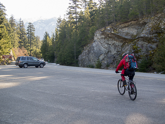 Leaving our parking spot at the gate by the Ross Dam trailhead.