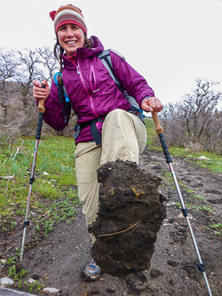 Sticky mud after the rain and hail.  We called this a "cake walk".