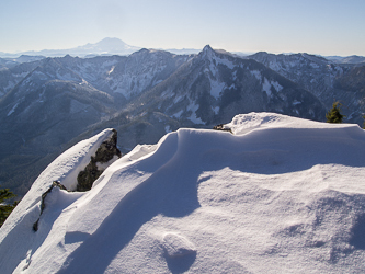 Our turn-around point, with views of McClellan Peak and Rainier.