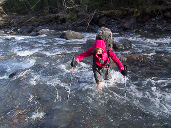 Fording the Middle Fork Nooksack River.