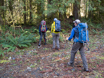 We left the road and headed up Palmer's east ridge after crossing Lowe Creek.  Because the creek was dry and because we didn't know about the new bridge over the creek, we walked 1.5 miles past Lowe Creek before we noticed our mistake and backtracked.