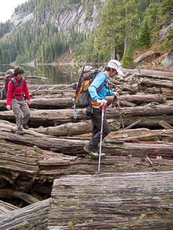 Crossing the Dorothy Lake outlet.